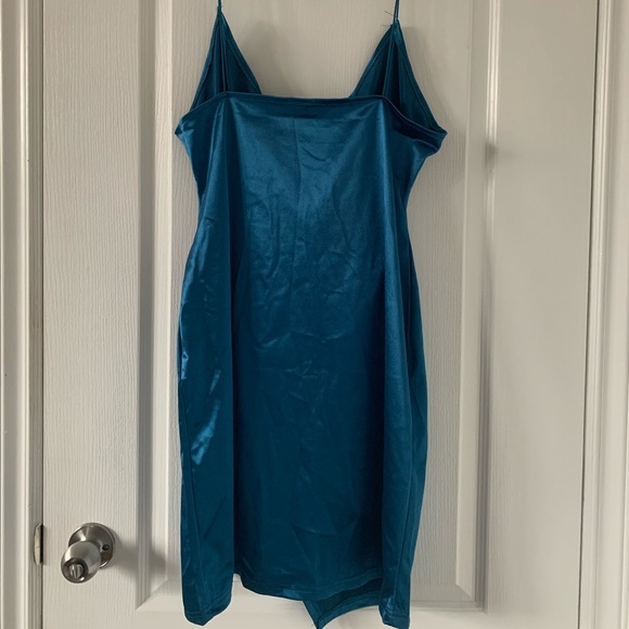 Satin Blue Dress - Picture 2 of 3